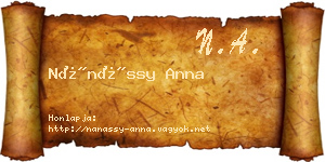 Nánássy Anna névjegykártya